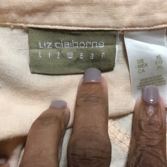 Liz Claiborne Peach Button Down Shirt - Picture 7 of 9